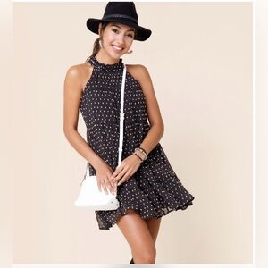 Francesca's Collections Black and White Halter Mini Sundress